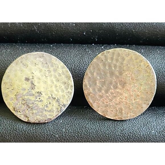 VTG Sterling Silver - STUART NYE Hammered Circle Men's Cufflinks - 11.5g Estate - Picture 1 of 7